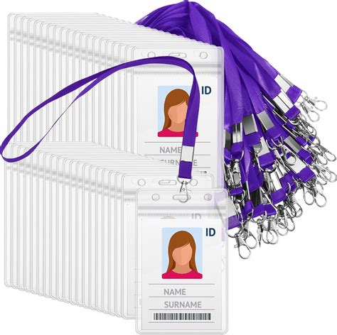 100 Pcs Name Tag Lanyards with ID Holder Bulk Vertical Name Badge ...