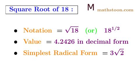 Square Root of 18: Simplified Radical Form - Mathstoon