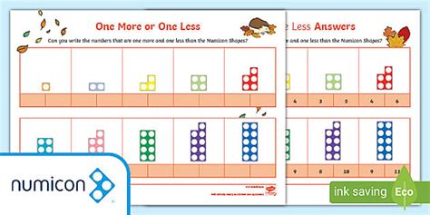 One More or One Less Autumn-Themed Numicon Shapes Activity