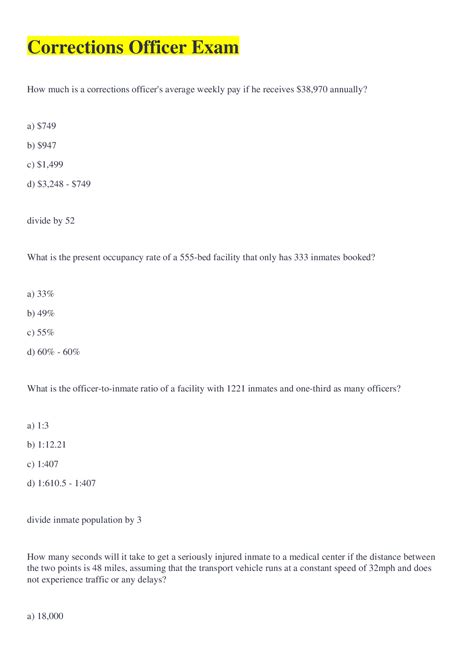 Corrections Officer Exam latest 2022 - Scholarfriends