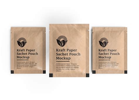 Premium PSD | Kraft paper sachet pouch package mockup