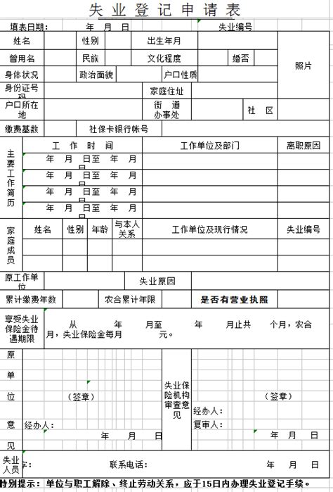 失业登记表填写样本,失业登记表模板(3) - 伤感说说吧