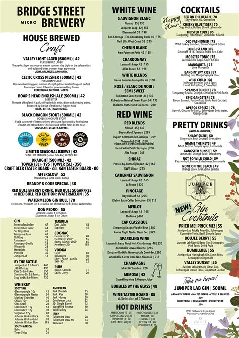 Bridge Street Micro Brewery | Menu