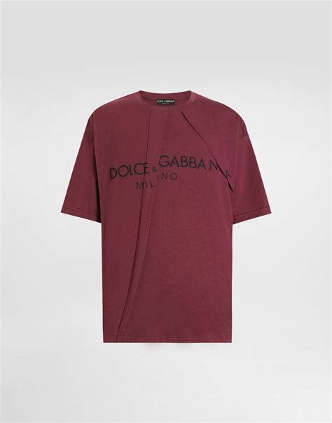 Cotton T-shirt with logo in Bordeaux for Men | Dolce&Gabbana®