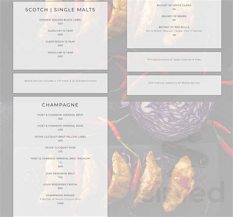 Monarch Rooftop menu in New York, New York, USA