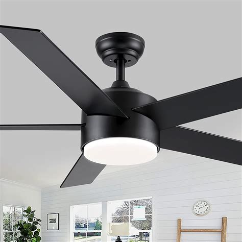 52 inch Black Ceiling Fans with Lights and Remote, Dimmable 3-color ...