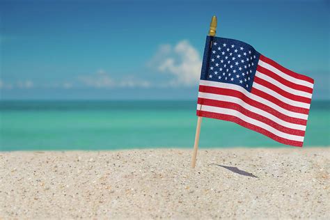 Beach Towel Smiling Young Man Draping American Flag On Transparent ...