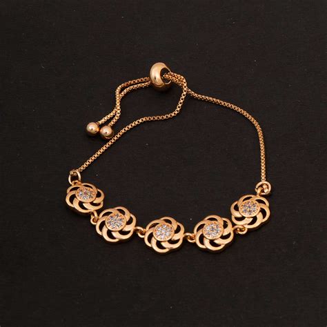 Rose Gold American Diamond Work Round Shape Bracelet – Meira Jewellery