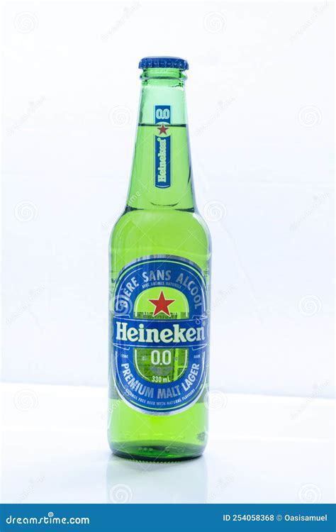 A Bottle Of A Heineken 0.0 Non Alcoholic Beer Zero Alcohol On A White ...