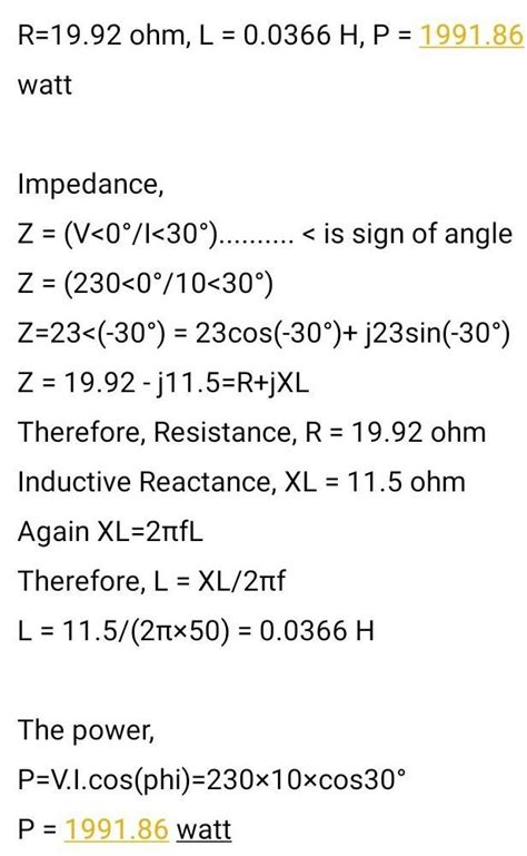 A coil connected to a 230V, 50Hz sinusoidal supply takes a current of ...