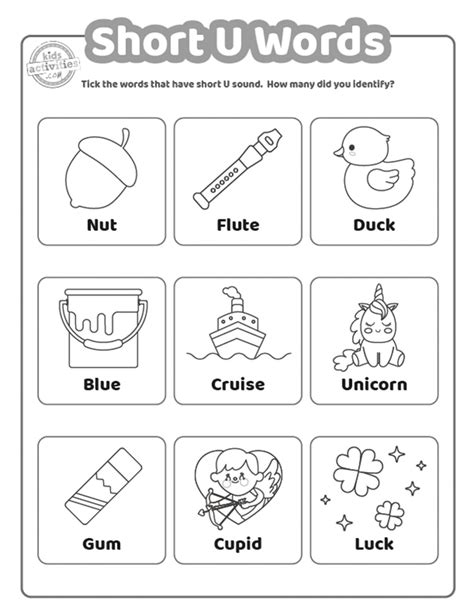 Fun Short U Words Worksheets Kids Activities Blog