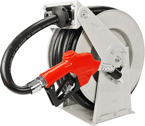 Fuel Hose Reel Retractable with Fueling Nozzle 1" x 50' Spring Driven Diesel Hose Reel 300 PSI ...