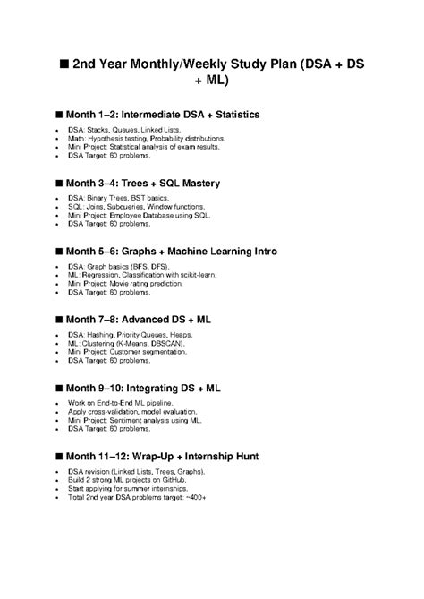 LPU 2nd Year Study Plan: DSA & ML Roadmap Overview - Studocu