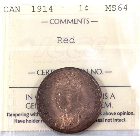 1-cent 1914 ICCS Certified MS64 Red