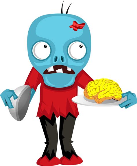 Zombie with brain, illustration, vector on white background. 13853252 ...