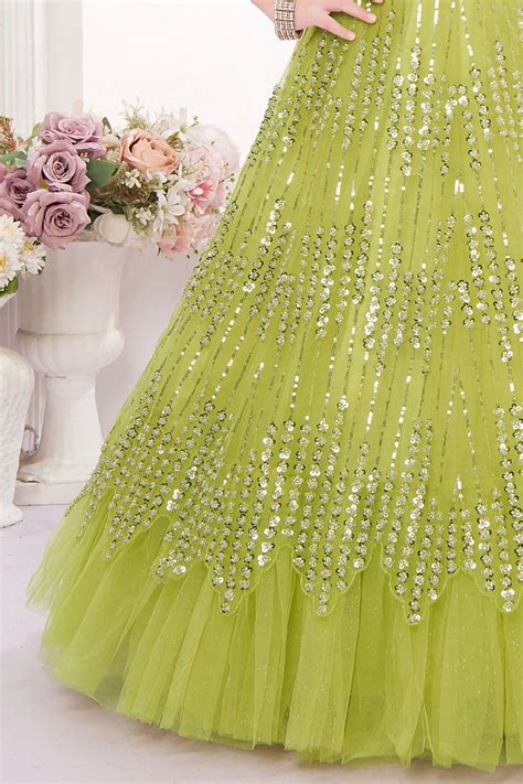 Lime Green Embellished Sequin Sparkle Ball Gown For Girls – Lagorii Kids