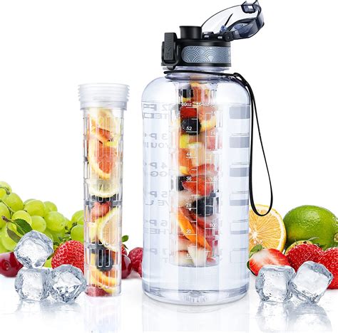 UTEBIT 2 Litre Water Bottle with Fruit Infuser, Sports Water Bottle 2L ...