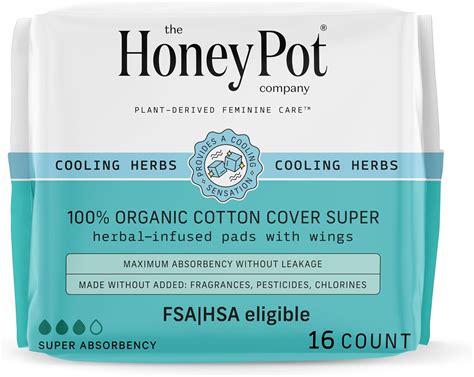 The Honey Pot Company - Herbal Pads for Women - Super Pads w/Wings ...