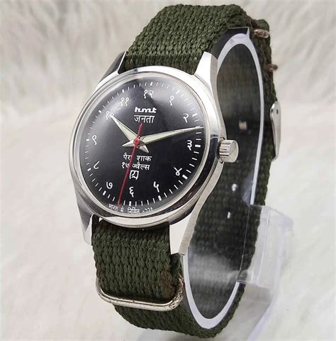 HMT Janata Black Devanagari Font Watch - 17 Jewels, Transparent Back ...