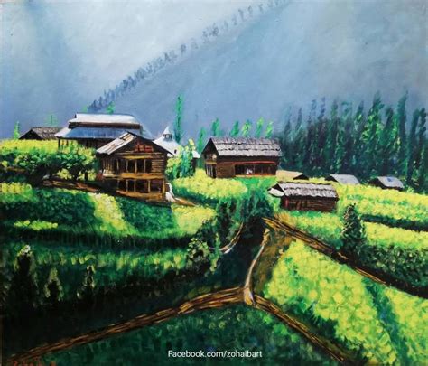 Kashmir Landscape Painting Painting by Zohaib Ahmed | Saatchi Art