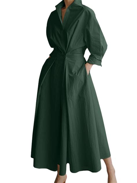 ZANZEA Women's Comfortable Summer Maxi Dress, Long Sleeve, High Waist ...