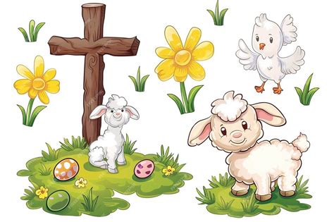 Premium Photo | Religious Symbols Easter clip art featuring iconic ...
