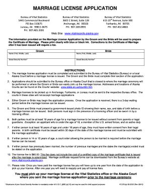 Alaska Marriage License - Fill and Sign Printable Template Online