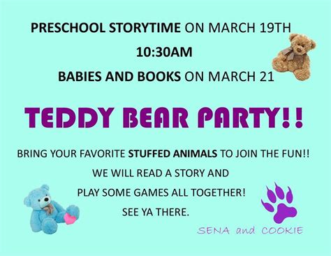 Teddy Bear Party for Preschool Storytime!!!!, 200 S 5th St, Hannibal ...