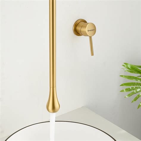 Pearl Gold Ceiling Mount Wash Basin Mixer Tap with Wall Mount Diverter ...