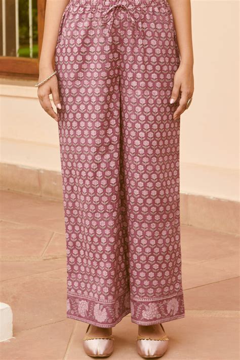 Buy Purple Hand Block-Printed Cotton Farsi for Women | FGF23-94 ...