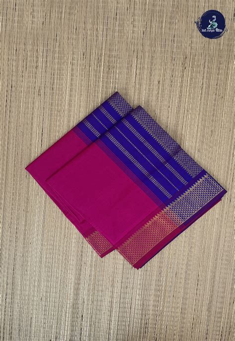 Dark Pink Semi Silk Cotton Saree With Plain Pattern - Sri Arya Silks