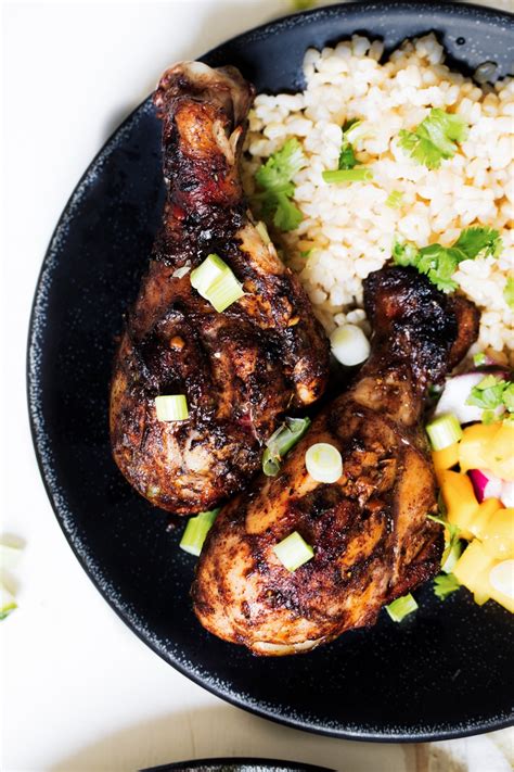 Jerk Chicken with Caribbean Rice & Mango Salsa - Ambitious Kitchen