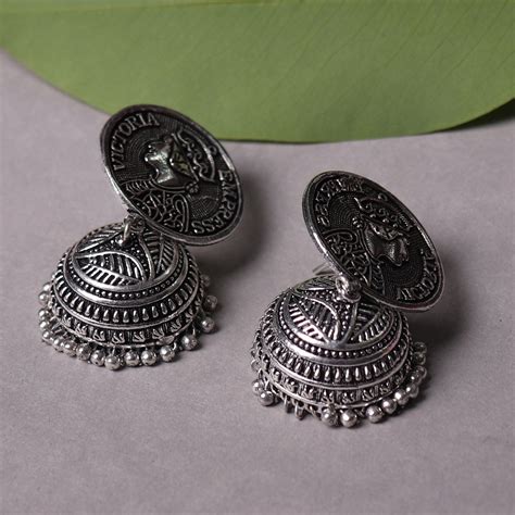 Victoria Empress Oxidized Jhumka Style Earrings – Cippele