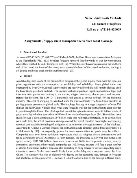 assignment supply chain Disreption - Name:- Siddharth Varhadi CII ...