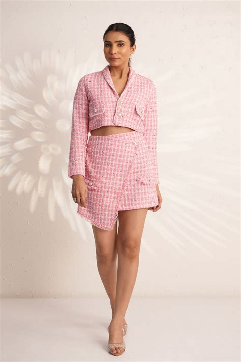 Camille Blush Tweed co-ord Set – ITS YOU