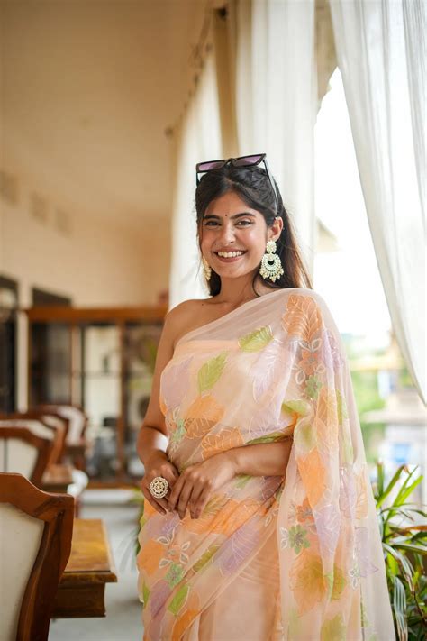 Peach Delight painted Designs Chiffon Saree – Rim Zim Fashion
