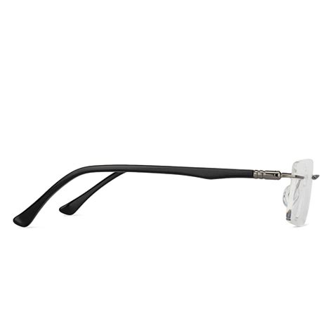 Gunmetal Black Rimless Rectangle Red Lumineers 002-C1 Eyeglasses ...