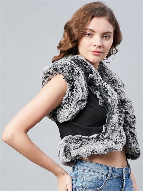 StyleStone Women's Denim and Fur Trim Bolero Crop Shrug – Stylestone