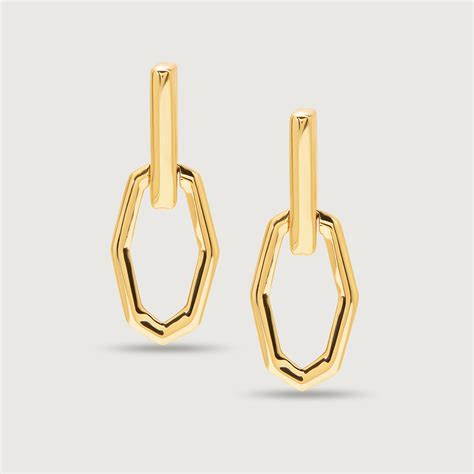 Heptagonal Elegance 18KT Drop Earrings