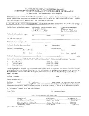 Fillable Online Child Maltreatment Central Registry - Arkansas ...