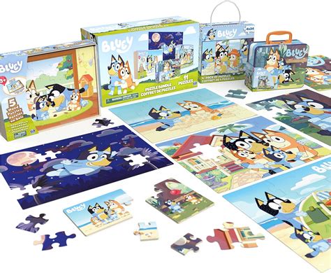 Buy Bluey 11 Puzzle Bundle Set, 8- and 24-Piece Wood, Fuzzy, Die-Cut ...
