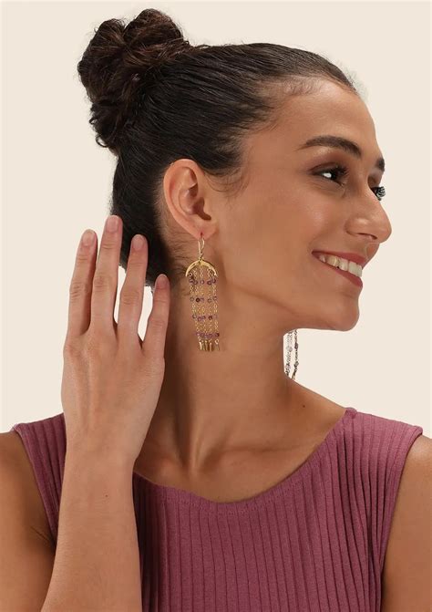 Handmade Amethyst Beaded Earrings - Unique And Stylish | IshqMe