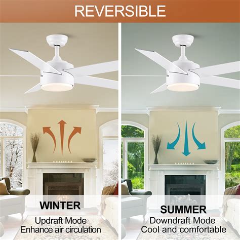 POCHFAN 52 inch White Ceiling Fans with Lights and Remote, Dimmable 3 ...