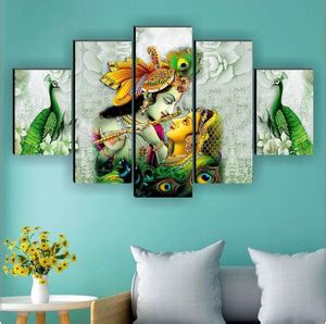 SNDArt Set Of 5 Radha Krishna Wall Paintings For Living Room Gift Items ...