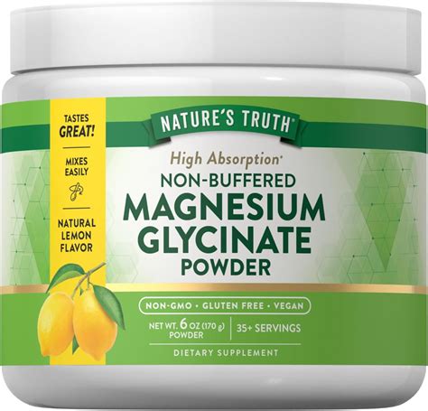 Amazon.com: Nature's Truth Magnesium Glycinate Powder | 6 oz | Lemon Flavor | High Absorption ...