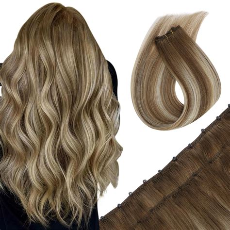 Amazon.com : Sunny Hair Beaded Weft Hair Extensions Human Hair 50G ...