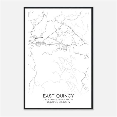 East Quincy California Map Poster, Modern Home Decor Wall Art Print ...