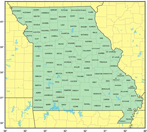 Printable Missouri County Map