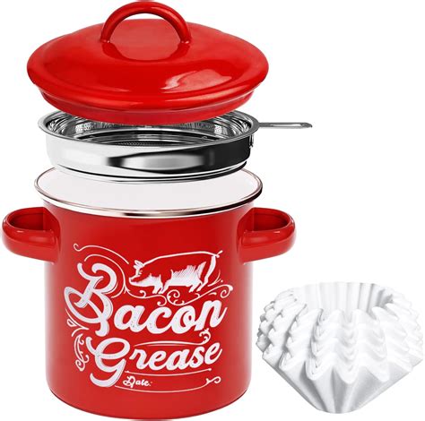 Amazon.com: Dukars Bacon Grease Container - with Strainer and Cooking ...