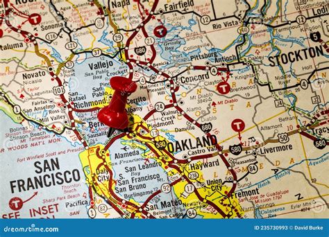 San Fransisco City Bay Oakland Stockton Vallejo California Vintage Map Stock Image - Image of ...
